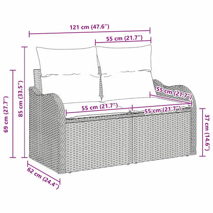 vidaXL Garden Sofa with Cushion Brown 121 x 62 x 69cm Poly Rattan