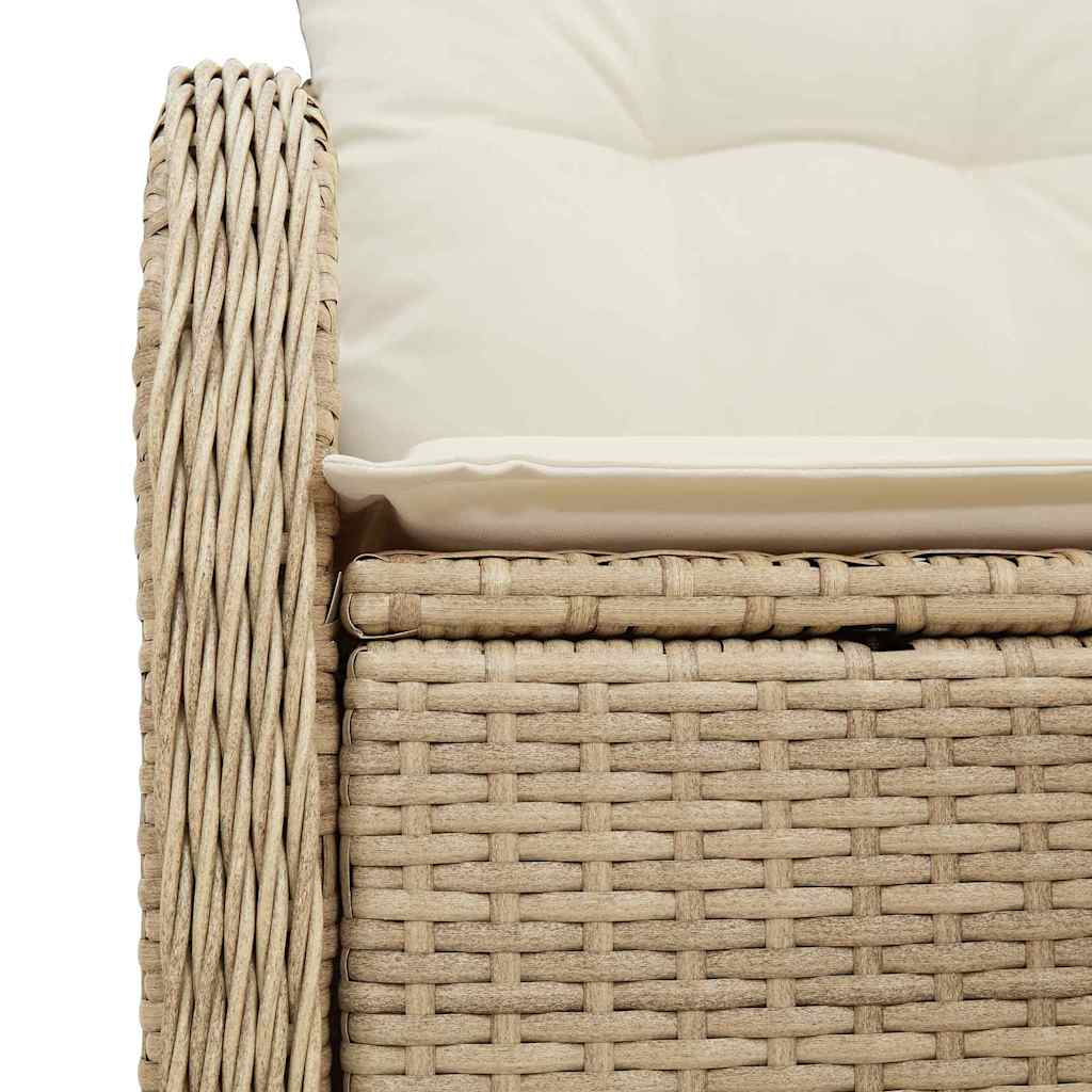 vidaXL Garden Sofa with Cushion Beige 121 x 62 x 69cm Poly Rattan