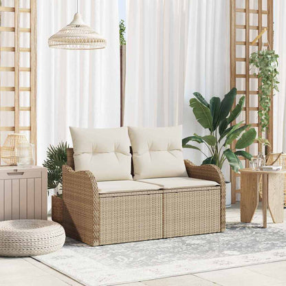 vidaXL Garden Sofa with Cushion Beige 121 x 62 x 69cm Poly Rattan