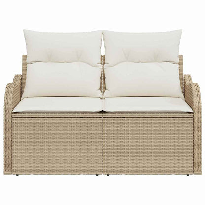 vidaXL Garden Sofa with Cushion Beige 121 x 62 x 69cm Poly Rattan