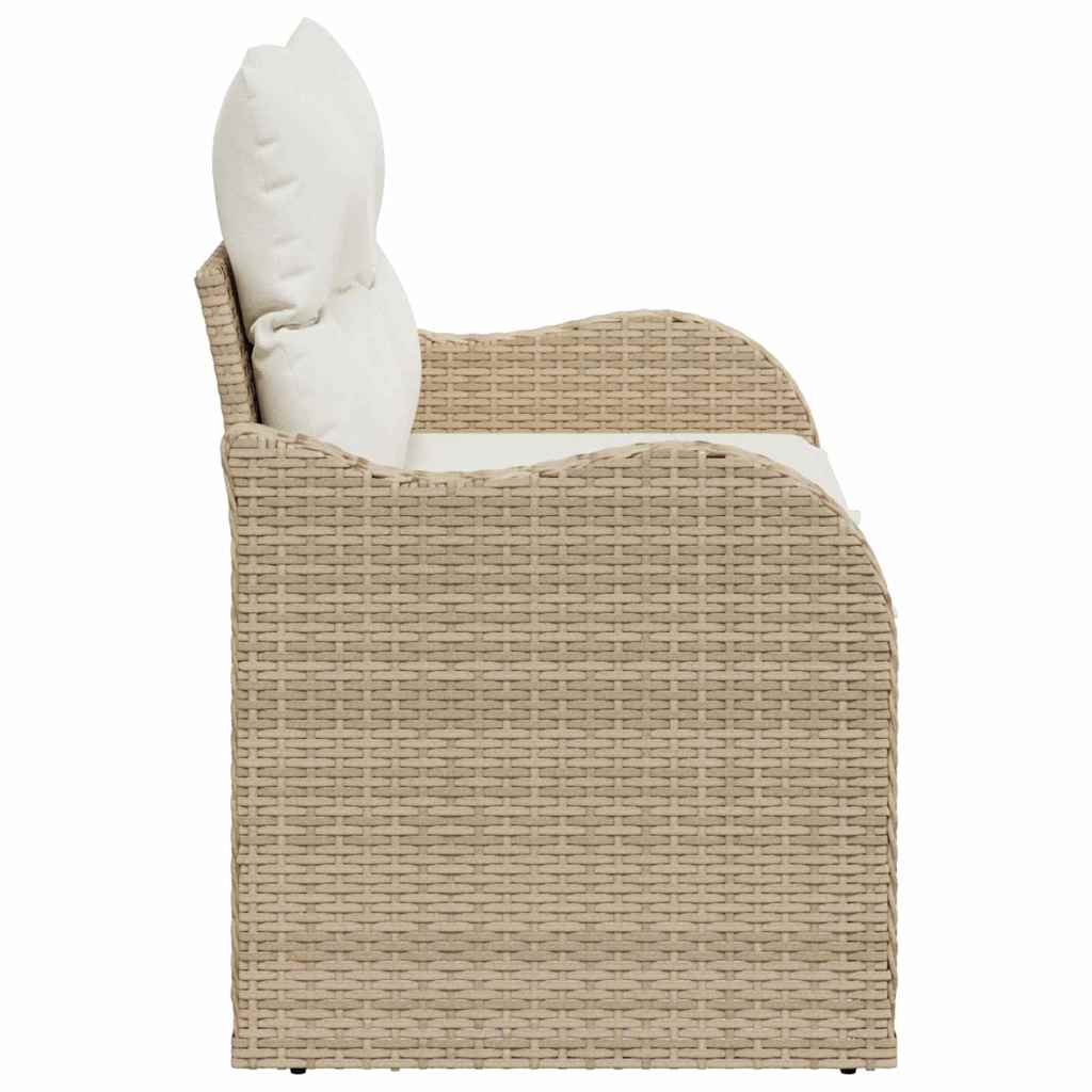vidaXL Garden Sofa with Cushion Beige 121 x 62 x 69cm Poly Rattan