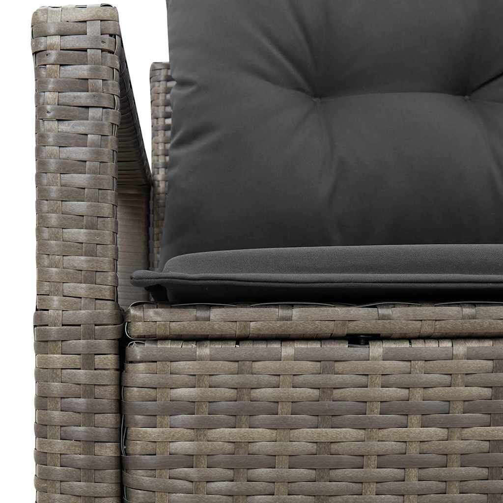 vidaXL Garden Sofa with Cushion Grey 120 x 62 x 69cm Poly Rattan