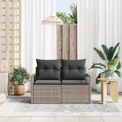 vidaXL Garden Sofa with Cushion Grey 120 x 62 x 69cm Poly Rattan