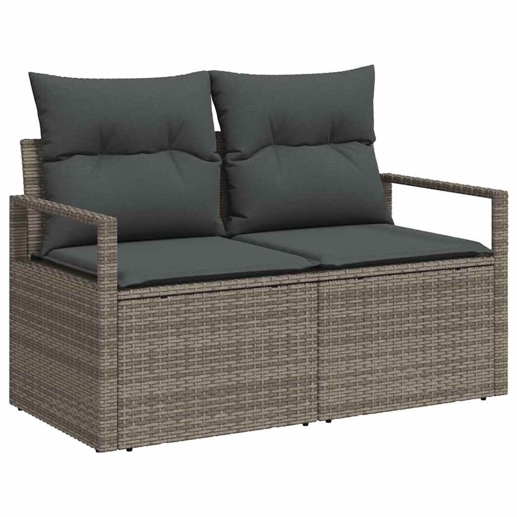 vidaXL Garden Sofa with Cushion Grey 120 x 62 x 69cm Poly Rattan
