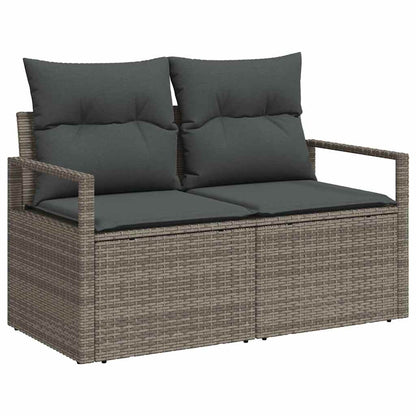 vidaXL Garden Sofa with Cushion Grey 120 x 62 x 69cm Poly Rattan