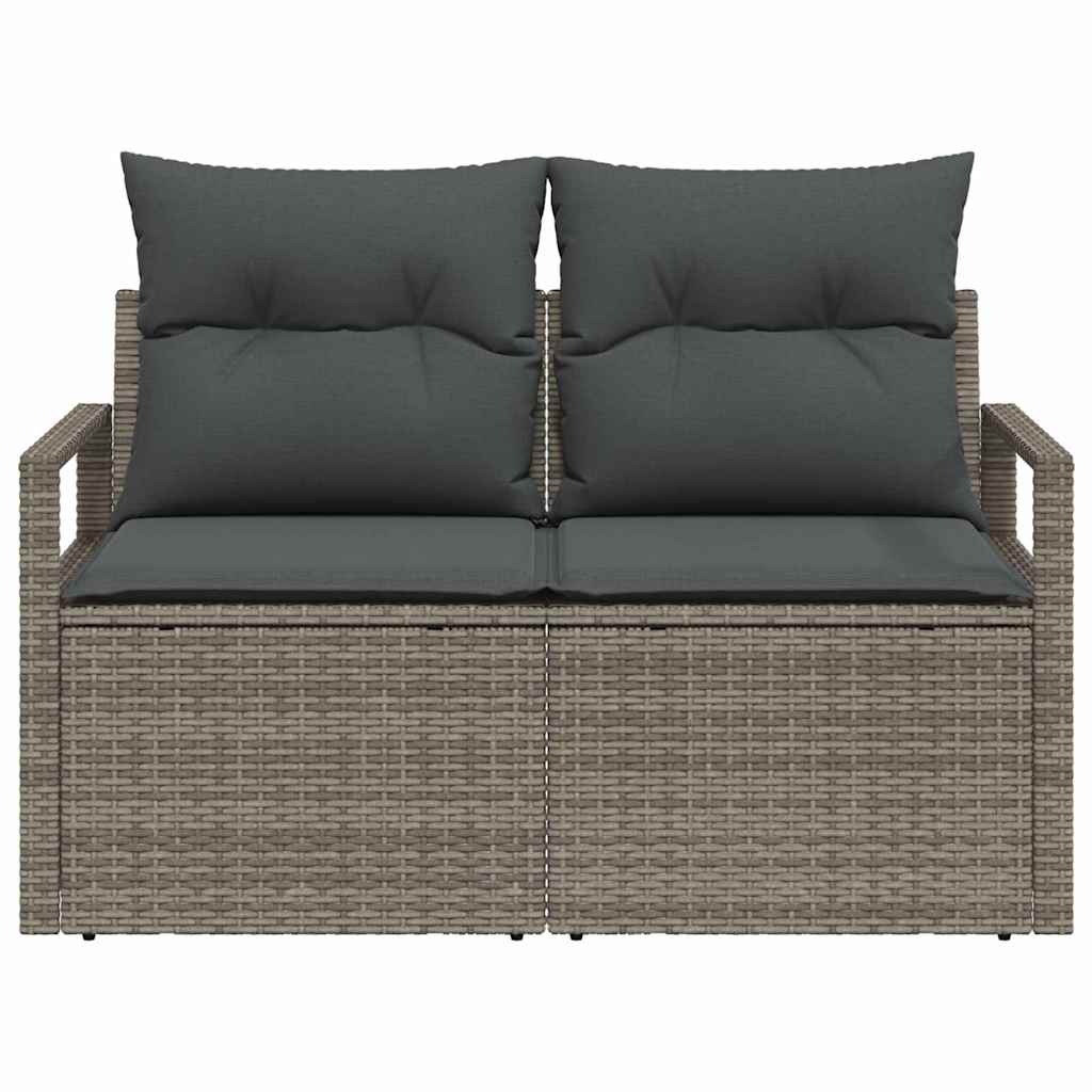 vidaXL Garden Sofa with Cushion Grey 120 x 62 x 69cm Poly Rattan