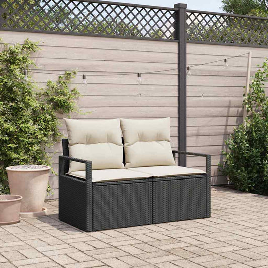 vidaXL Garden Sofa Black 120 x 62 x 69cm Poly Rattan