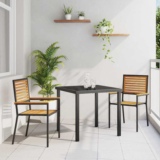 vidaXL Garden Stacking Chairs 2 pcs Brown and Black
