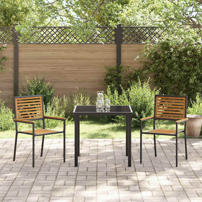 vidaXL Garden Stacking Chairs 2 pcs Brown and Black 54 x 56 x 90 cm