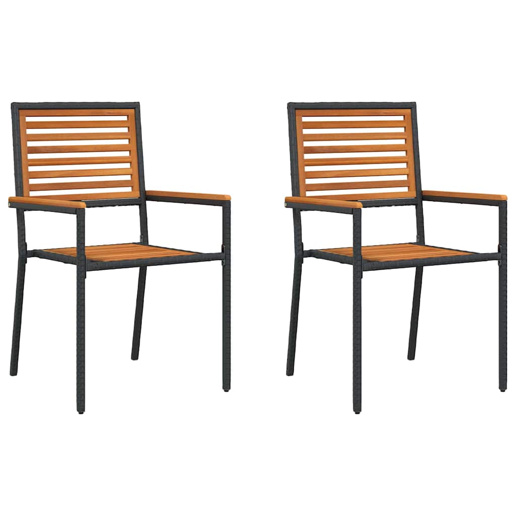 vidaXL Garden Stacking Chairs 2 pcs Brown and Black 54 x 56 x 90 cm