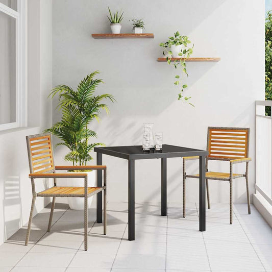 vidaXL Garden Stacking Chairs 2 pcs Brown and Grey