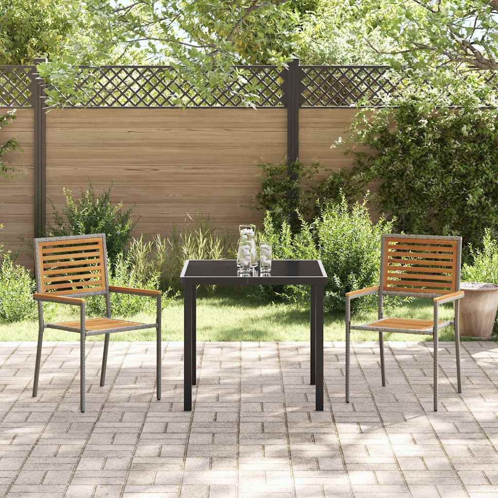 vidaXL Garden Stacking Chairs 2 pcs Brown and Grey 54 x 56 x 90 cm