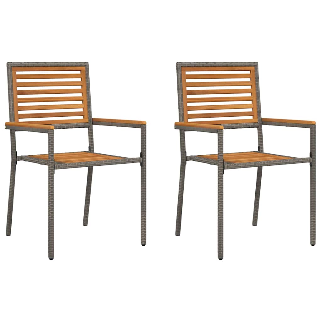 vidaXL Garden Stacking Chairs 2 pcs Brown and Grey 54 x 56 x 90 cm