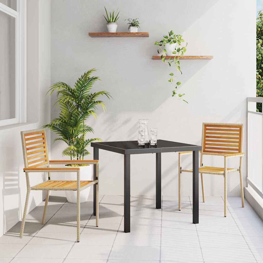 vidaXL Garden Stacking Chairs 2 pcs Brown and Beige 54 x 56 x 90 cm
