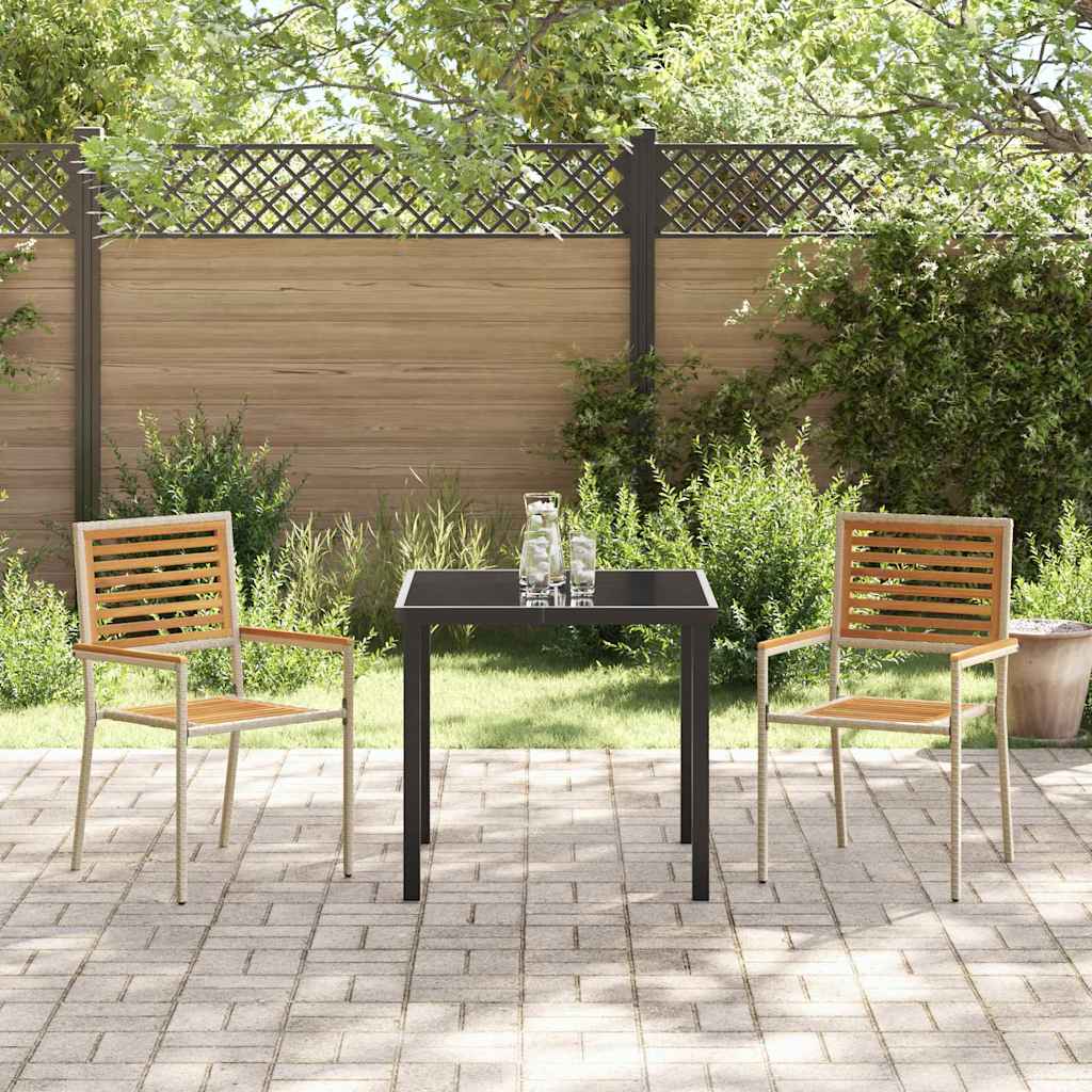 vidaXL Garden Stacking Chairs 2 pcs Brown and Beige 54 x 56 x 90 cm