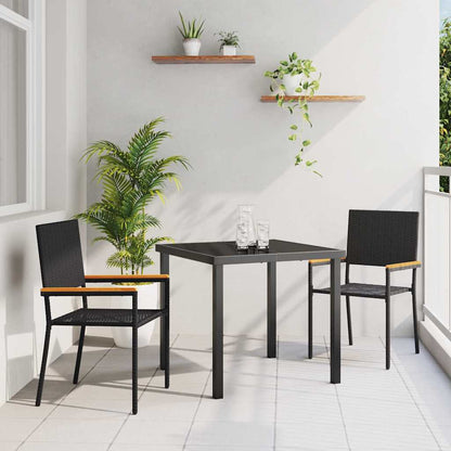 vidaXL Garden Stacking Chairs 2 pcs Black and Brown 54 x 56 x 90 cm
