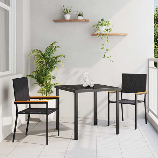 vidaXL Garden Stacking Chairs 2 pcs Black and Brown
