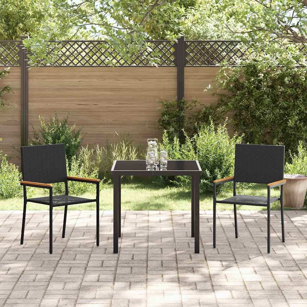vidaXL Garden Stacking Chairs 2 pcs Black and Brown 54 x 56 x 90 cm
