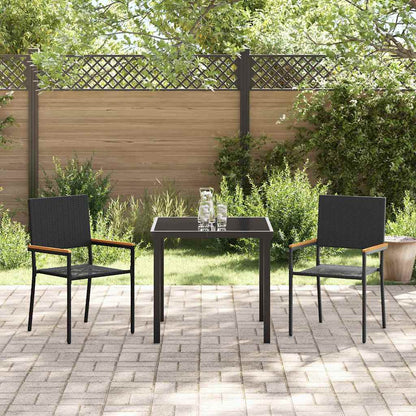 vidaXL Garden Stacking Chairs 2 pcs Black and Brown 54 x 56 x 90 cm