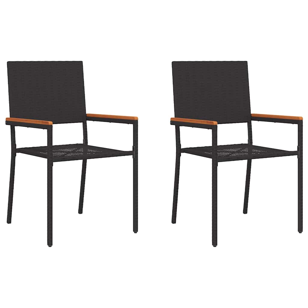 vidaXL Garden Stacking Chairs 2 pcs Black and Brown 54 x 56 x 90 cm