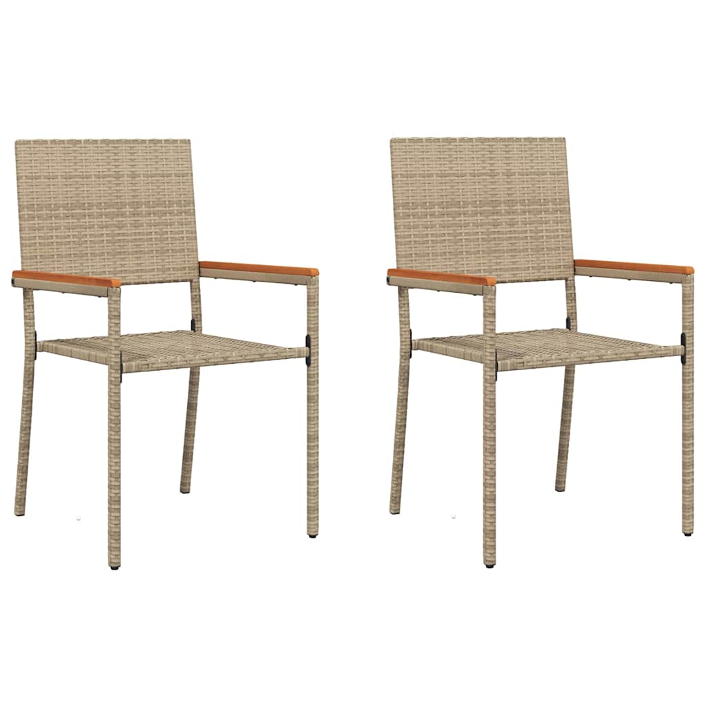 vidaXL Garden Stacking Chairs 2 pcs Cream and Brown 54 x 56 x 90 cm