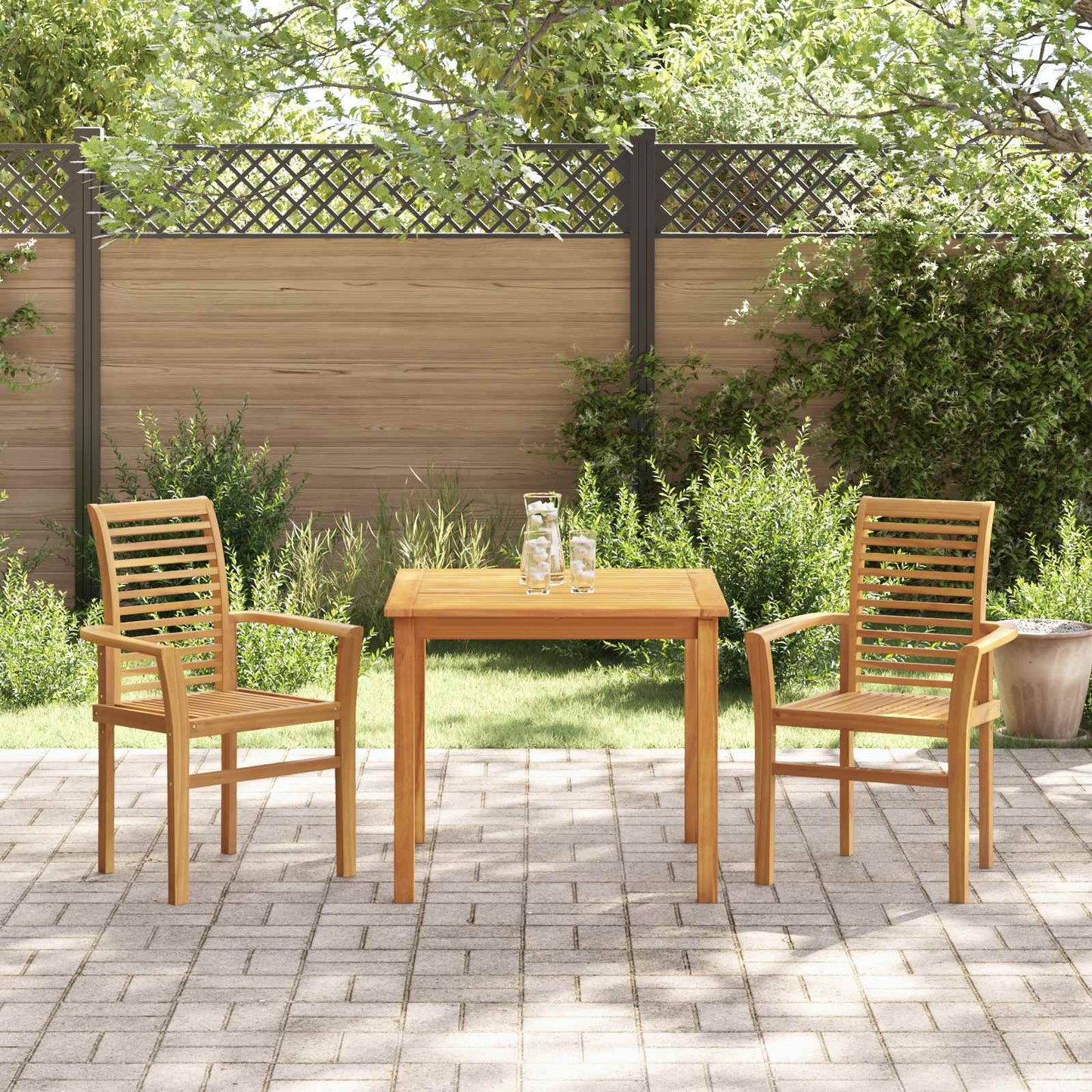vidaXL Dining Chair 2 pcs Brown 62 x 55 x 94 cm Solid Teak Wood