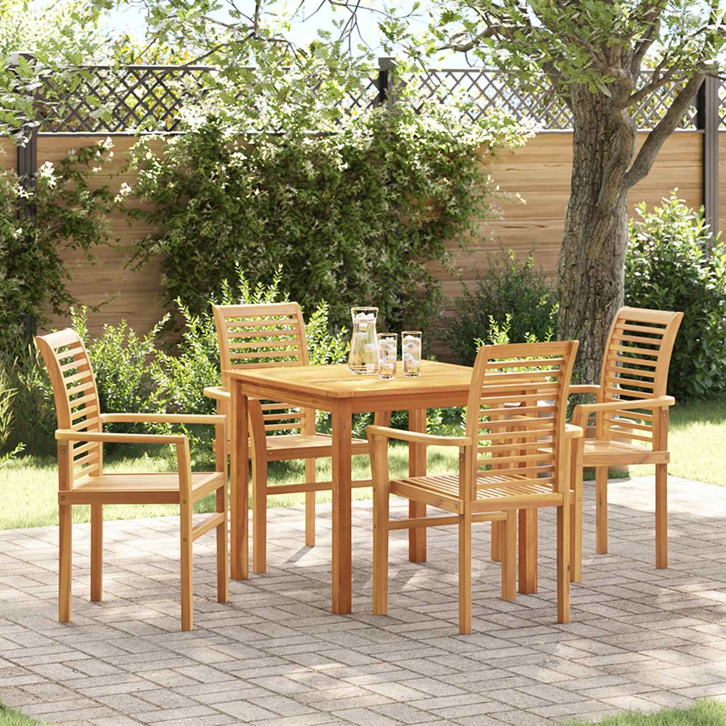 vidaXL Dining Chair 4 pcs Brown 62 x 55 x 94 cm Solid Teak Wood