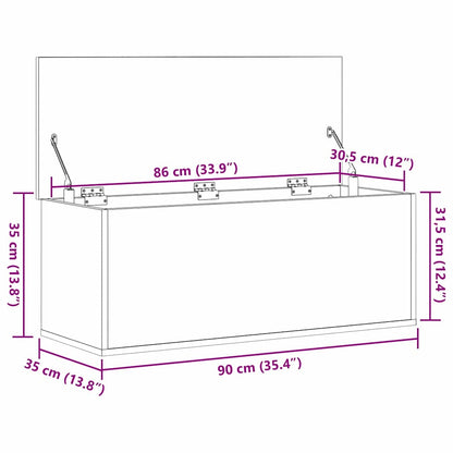 vidaXL Storage Box Old Wood 90 x 35 x 35 cm Engineered Wood