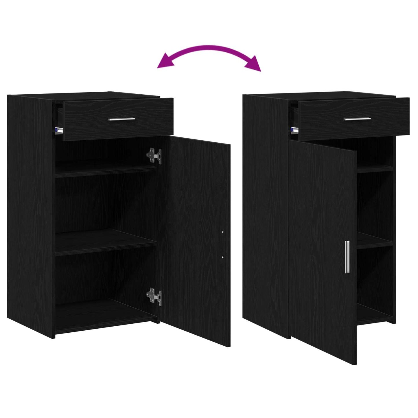vidaXL Sideboard Black Oak 50 x 42.5 x 93 cm