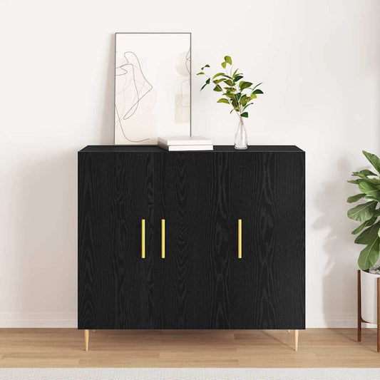 vidaXL Sideboard Black Oak 90 x 34 x 80 cm Engineered Wood
