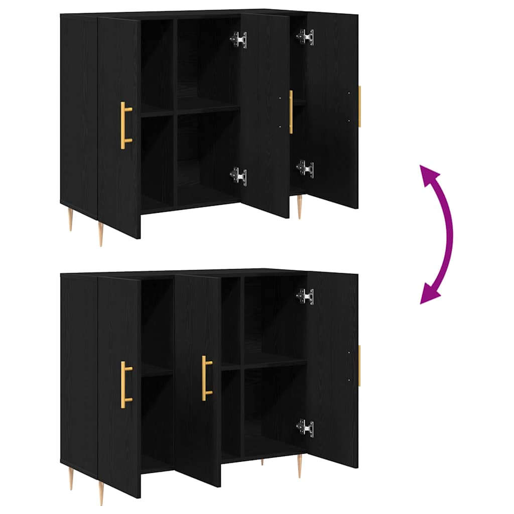 vidaXL Sideboard Black Oak 90 x 34 x 80 cm Engineered Wood