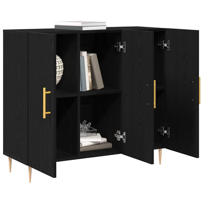 vidaXL Sideboard Black Oak 90 x 34 x 80 cm Engineered Wood
