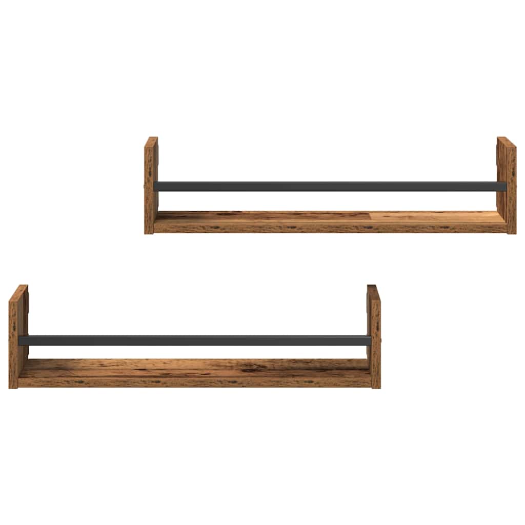 vidaXL Wall Shelf Wall-mounted 2 pcs Old Wood 60 x 16 x 14 cm