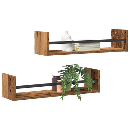 vidaXL Wall Shelf Wall-mounted 2 pcs Old Wood 60 x 16 x 14 cm