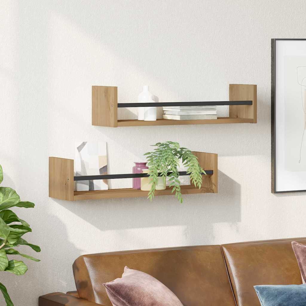 vidaXL Wall Shelf Wall-mounted 2 pcs Artisan Oak 60 x 16 x 14 cm