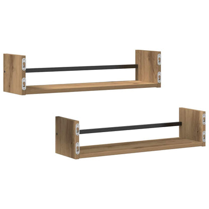 vidaXL Wall Shelf Wall-mounted 2 pcs Artisan Oak 60 x 16 x 14 cm