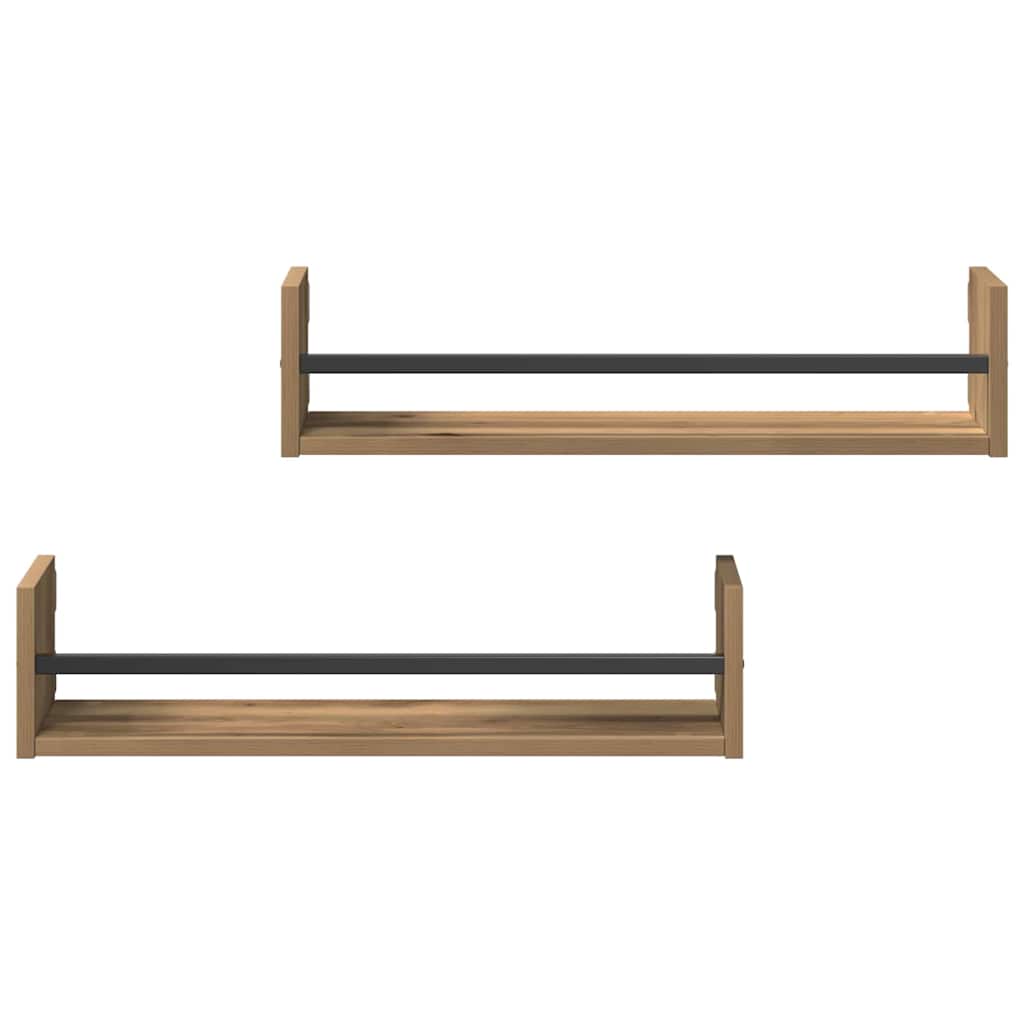 vidaXL Wall Shelf Wall-mounted 2 pcs Artisan Oak 60 x 16 x 14 cm
