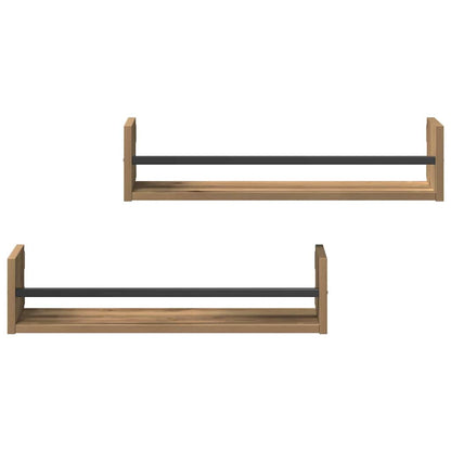 vidaXL Wall Shelf Wall-mounted 2 pcs Artisan Oak 60 x 16 x 14 cm