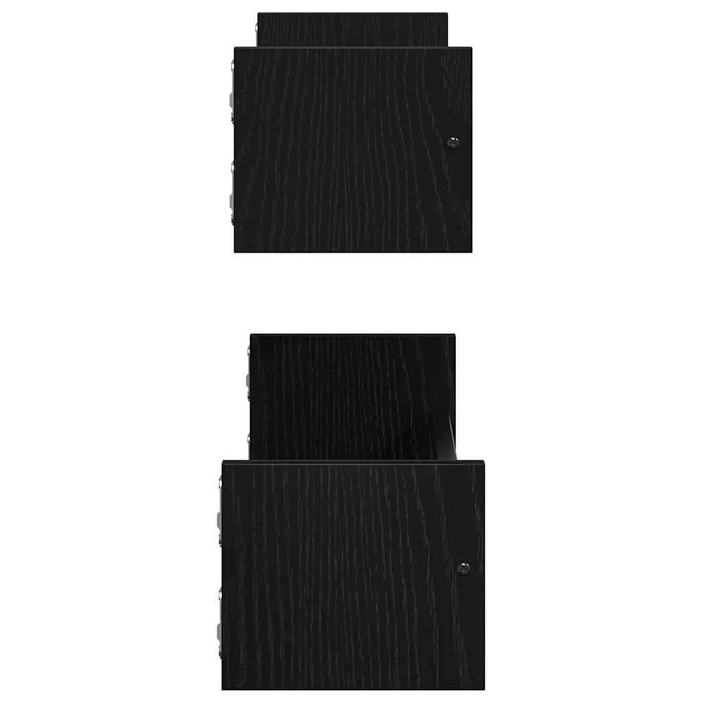 vidaXL Wall Shelf Wall-mounted 2 pcs Black Oak 60 x 16 x 14 cm