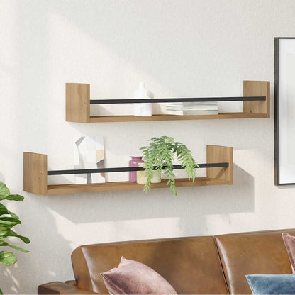 vidaXL Wall Shelf Wall-mounted 2 pcs Artisan Oak 80 x 16 x 14 cm