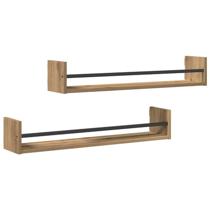 vidaXL Wall Shelf Wall-mounted 2 pcs Artisan Oak 80 x 16 x 14 cm