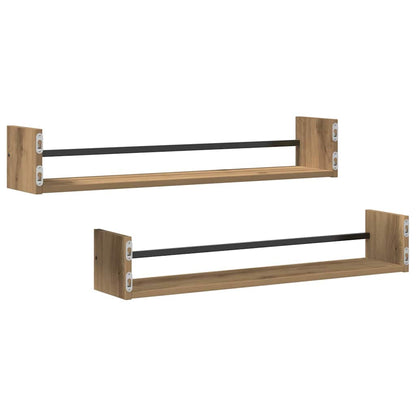 vidaXL Wall Shelf Wall-mounted 2 pcs Artisan Oak 80 x 16 x 14 cm