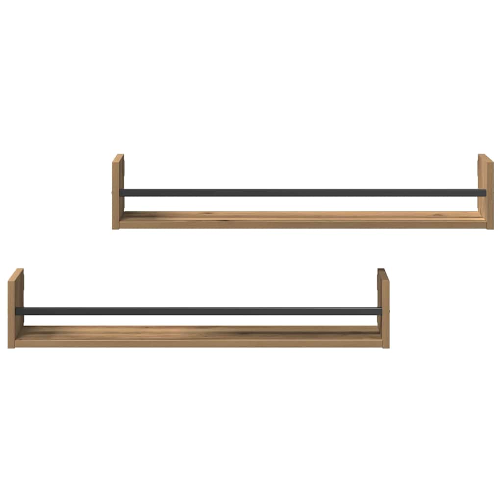 vidaXL Wall Shelf Wall-mounted 2 pcs Artisan Oak 80 x 16 x 14 cm