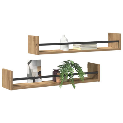 vidaXL Wall Shelf Wall-mounted 2 pcs Artisan Oak 80 x 16 x 14 cm