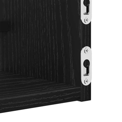vidaXL Wall Shelf Wall-mounted 2 pcs Black Oak 80 x 16 x 14 cm