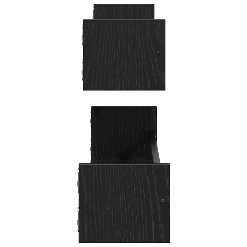 vidaXL Wall Shelf Wall-mounted 2 pcs Black Oak 80 x 16 x 14 cm