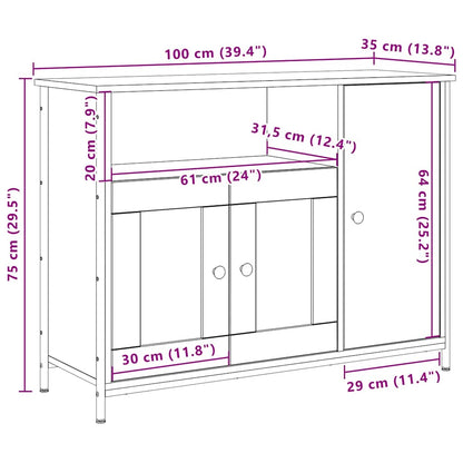 vidaXL Sideboard Artisan Oak 100 x 35 x 75 cm