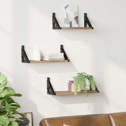 vidaXL Wall Shelf Wall-mounted with Storage 3 pcs Smoke Oak