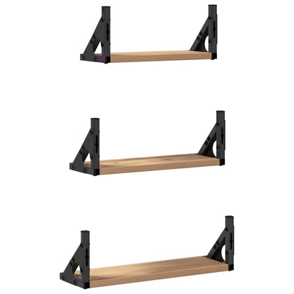 vidaXL Wall Shelf Wall-mounted with Storage 3 pcs Smoke Oak