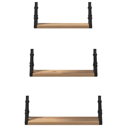 vidaXL Wall Shelf Wall-mounted with Storage 3 pcs Smoke Oak